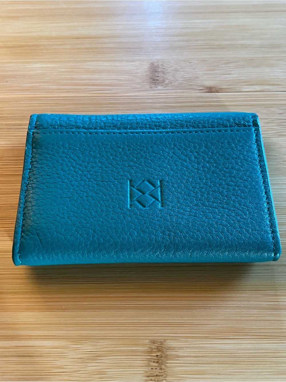 Teal Pebbled Card Holder Mini Wallet Snap Flap Compact Pocket Organizer